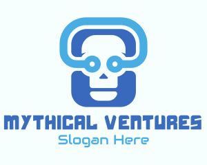 Blue Tech Skull  logo design