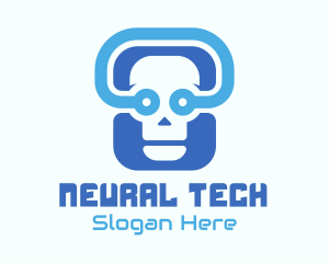 Blue Tech Skull  logo design