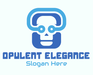 Blue Tech Skull  logo design