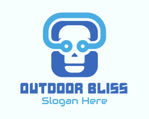 Blue Tech Skull  logo design