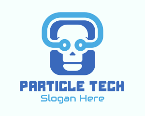 Blue Tech Skull  logo design