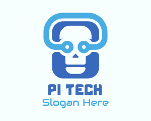 Blue Tech Skull  logo design