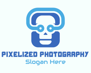 Blue Tech Skull  logo design