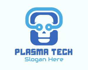 Blue Tech Skull  logo design