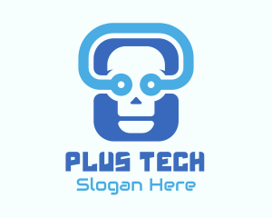 Blue Tech Skull  logo design