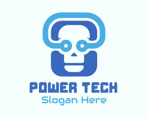 Blue Tech Skull  logo