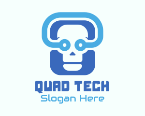 Blue Tech Skull  logo design