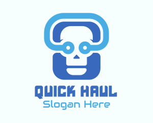 Blue Tech Skull  logo design