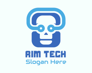 Blue Tech Skull  logo design