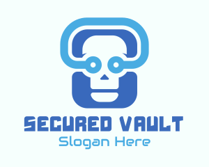 Blue Tech Skull  logo design