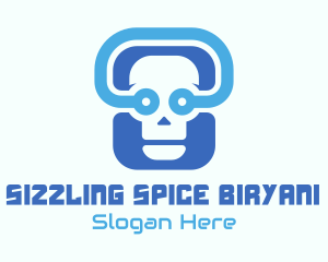 Blue Tech Skull  logo design