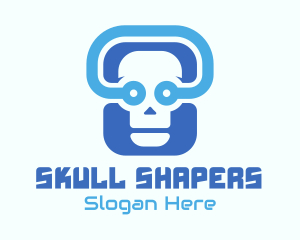 Blue Tech Skull  logo design