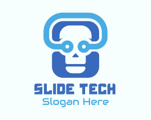 Blue Tech Skull  logo design