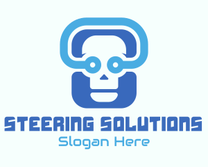 Blue Tech Skull  logo design