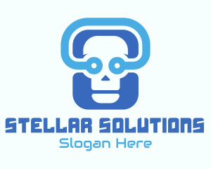 Blue Tech Skull  logo design