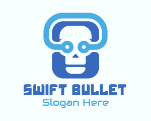 Blue Tech Skull  logo design