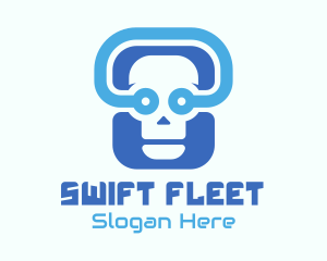 Blue Tech Skull  logo design