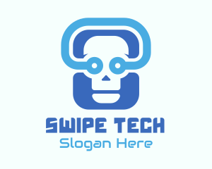 Blue Tech Skull  logo design