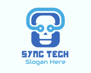 Blue Tech Skull  logo design