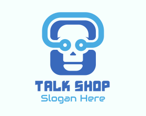 Blue Tech Skull  logo design