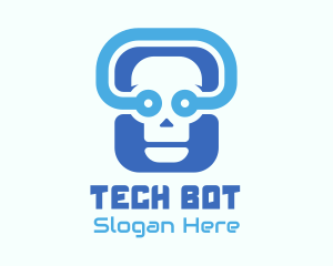 Blue Tech Skull  logo design