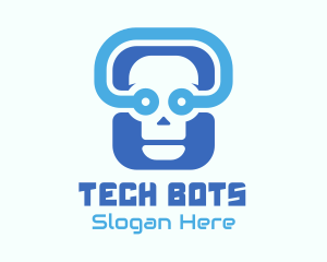 Blue Tech Skull  logo design