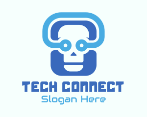 Blue Tech Skull  logo design