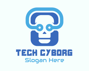 Blue Tech Skull  logo design