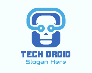 Blue Tech Skull  logo design