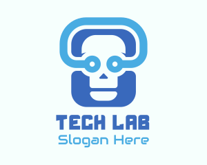 Blue Tech Skull  logo design