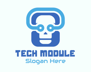 Blue Tech Skull  logo design