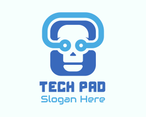 Blue Tech Skull  logo design