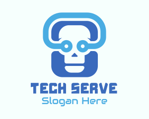 Blue Tech Skull  logo design