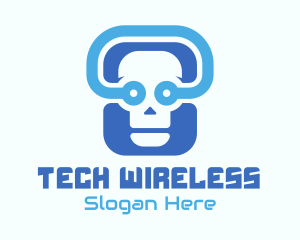 Blue Tech Skull  logo design