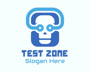 Blue Tech Skull  logo design