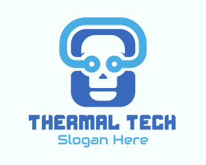 Blue Tech Skull  logo design