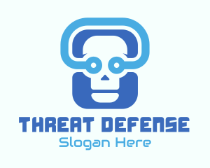 Blue Tech Skull  logo