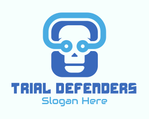 Blue Tech Skull  logo design