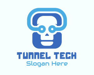 Blue Tech Skull  logo design