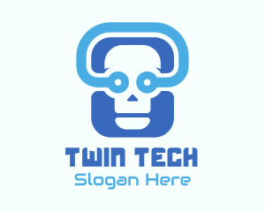 Blue Tech Skull  logo design