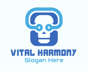 Blue Tech Skull  logo design