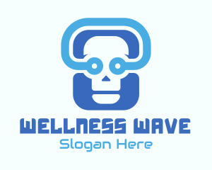 Blue Tech Skull  logo design