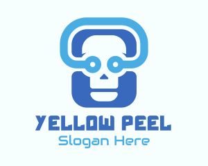 Blue Tech Skull  logo design