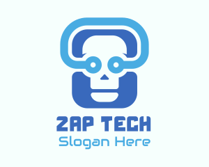 Blue Tech Skull  logo design