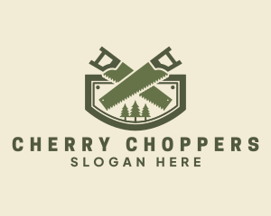 Saw Pine Tree Cutter logo design