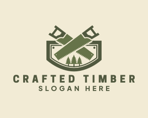 Saw Pine Tree Cutter logo design