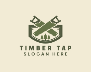 Saw Pine Tree Cutter logo design