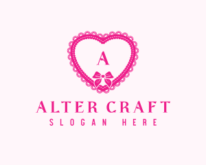 Heart Lace Ribbon logo design