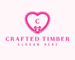 Heart Lace Ribbon logo design