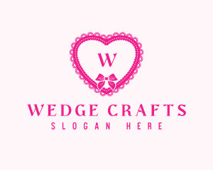 Heart Lace Ribbon logo design